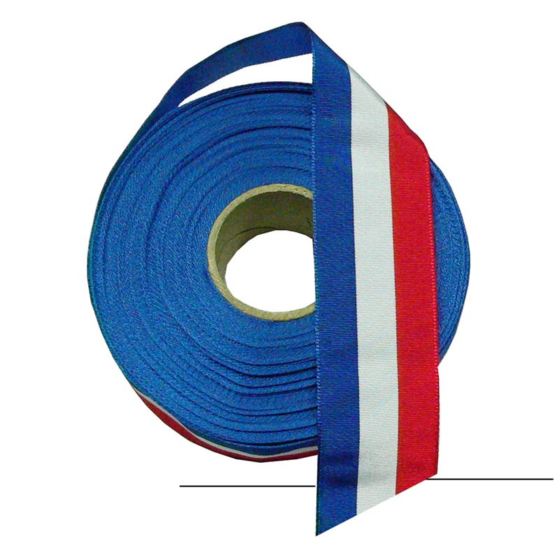 Ruban tricolore 37 mm de large - coupe de 10 mètres