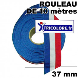 Ruban tricolore 37 mm de large - ROULEAU de 10 mètres